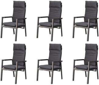 Gardissimo Gartenstuhl 6 er Set Ontario Lounge Stuhl Dining Alu Move Stapelstuhl (Spar-Set, 6 St), verstellbare Rückenlehne / stapelbar