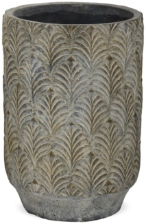 matches21 HOME & HOBBY Blumentopf Zementtöpfe Blattmuster Antik Look Blumentopf grau Ø 16,5 cm (1 St)