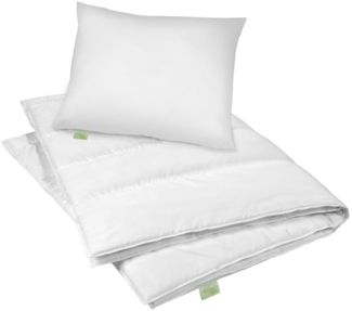 Dreamstar Microfaserbettdecke + Kopfkissen Eco, Bettdecke 135x200 oder 155x220 cm mit Kissen 40x80 oder 80x80 cm, Füllung: Faserfüllung, Bezug: Microfaser, Bettwaren-Set, Winterbettdecke & Kissen, warm & atmungsaktiv