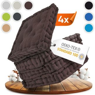 Gräfenstayn Sitzkissen 4er Set 40x40 cm mit 8 cm Polsterung aus 100 % Baumwolle -, robustes Sitzkissen für Indoor & Outdoor, bequemes Bodenkissen