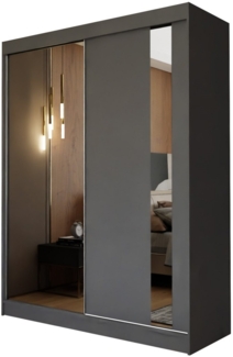 Beautysofa Schwebetürenschrank Gaja 150 cm (2-türig Kleiderschrank mit Schwebetüren) Garderobenschrank mit Spiegel, Schubladen und Kleiderstange