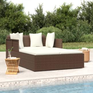 vidaXL Sonnenliege mit Kissen Braun 182x118x63 cm Poly Rattan 362266