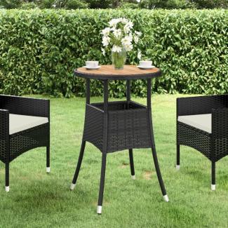 vidaXL Gartentisch Ø60x75 cm Akazienholz und Poly Rattan Schwarz 310602