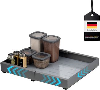 Teleskopschublade mit Einlegeboden, ausziehbar, Breite von 31-51 cm, zum Kleben oder Bohren, aus grauem Metall