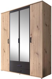 Kleiderschrank >Cilli< in Anthrazit - 159,3x196,3x53,5cm (BxHxT)