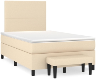 vidaXL Boxspringbett mit Matratze Stoff Creme 120x200 cm, Härtegrad: H2 [3136426]