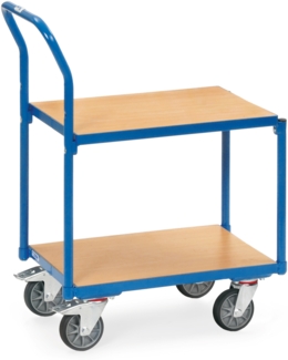 Fetra Etagen-Roller mit 2 Böden aus Holz, ohne Rand und Rohrschiebebügel