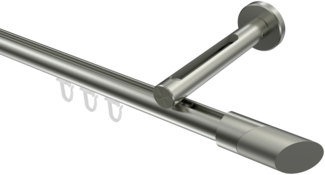 Innenlauf-Gardinenstangen-Set Siteno Verano 540 cm (geteilt in 3x180 cm), 1-läufig, 20 mm Ø Edelstahl-Optik