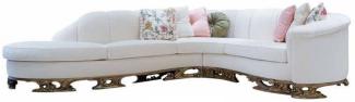Casa Padrino Luxus Barock Ecksofa Weiß - Prunkvolles Wohnzimmer Sofa - Barockstil Wohnzimmer Möbel - Luxus Möbel im Barockstil - Barock Einrichtung - Edel & Prunkvoll