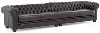 Sofa Chesterfield 6-Sitzer Echtleder braun