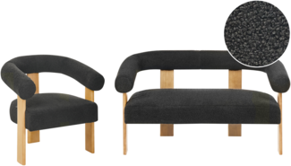 Sofa Set ILBRO Bouclé Schwarz Hellbraun