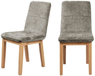 Home affaire 4-Fußstuhl Louise Polsterstuhl, Eß-Stuhl (Set, 2 St), Gestell und Beine aus massiver Eiche modernes Landhaus