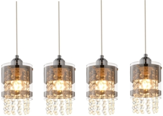 ZMH Moderne Esstisch Pendelleuchte Glas 4-Flammige Hängelampe 150CM Höhenverstellbar Kristall E27