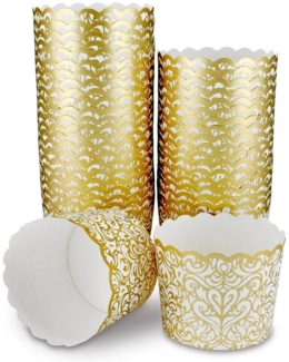 Frau WUNDERVoll Muffinform 25 Muffin Backformen, weiß gold Ornament/Barock, Durchmesser 6,1 cm, (25-tlg)