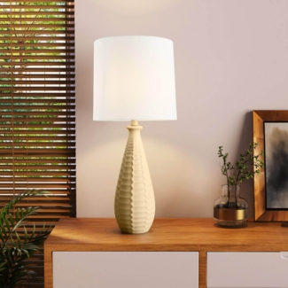 HOME DELUXE Große Tischlampe mit Stoffschirm MELVA - Creme