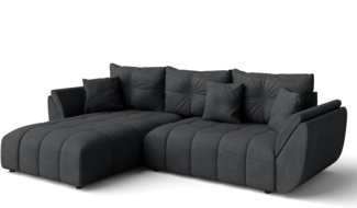 AX LIVING L Form Ecksofa dunkelgrau Verciani Schlaffunktion Bettkasten