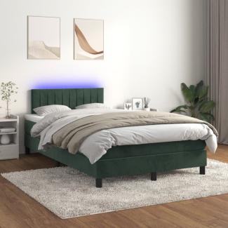 vidaXL Boxspringbett mit Matratze & LED Dunkelgrün 120x200 cm Samt 3134516