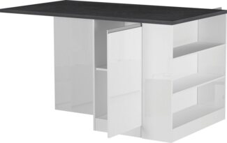 KOCHSTATION Kücheninsel KS-Sole, Breite 160 cm, 2 Türen, 4 offene Fächer