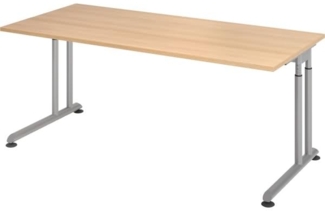 Schreibtisch C-Fuß 180x80 cm Eiche/Silber