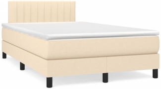 vidaXL Boxspringbett mit Matratze Creme 120x200 cm Stoff, Härtegrad: H2 [3140206]