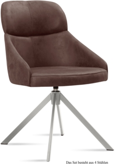 Esszimmerstuhl drehbar (4er-Set) Deeanne 52x82x63 Edelstahl/Braun