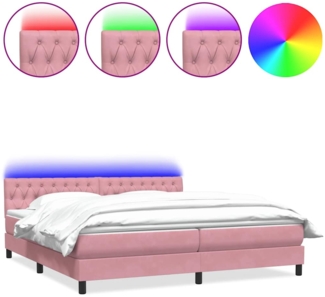 vidaXL Boxspringbett mit Matratze Rosa 180x220 cm Samt 3317234