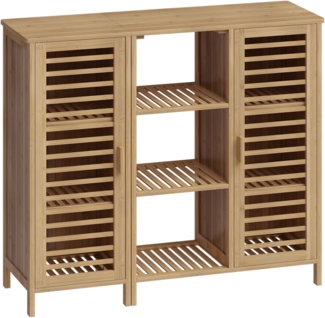 Bellamio 'Newa' Badezimmer-Schrank, Bambus, natur, 87x33x100 cm, mit 9 Ablagefächern und 2 Türen