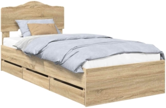 vidaXL Bettrahmen Sonoma-Eiche 90 x 200 cm Ingenieurs Holz 3413049