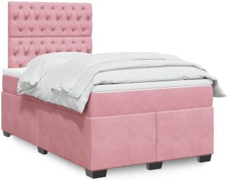 vidaXL Boxspringbett mit Matratze Rosa 120x200 cm Samt 3290893