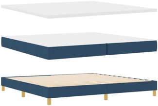 vidaXL Boxspringbett mit Matratze mit Kopfteil Blau 200x200 cm Stoff 3341383
