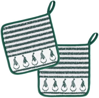 Kracht Topflappen Wichtel, (2-tlg, 2-teilig), 2er Set Topflappen, Baumwoll Frottier, ca. 22x22 cm