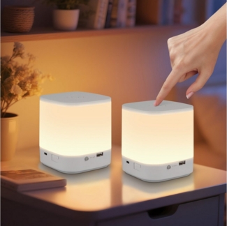 Nettlife LED Nachttischlampe Touch Dimmbar Akku 3600mAH USB Aufladbar Weiß Kabellos, Dimmbar, LED fest integriert, mit 3 Farbtemperaturen&Timing Funktion Nachtlicht