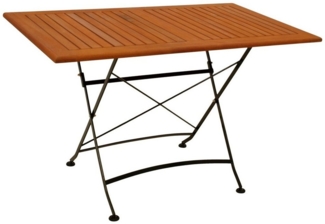DEGAMO Gartentisch HOFGARTEN (1-St), 70x120cm rechteckig, Stahl schwarz + Eukalyptus, klappbar