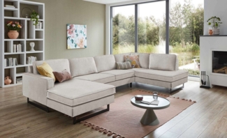 Places of Style Wohnlandschaft Pinto, 350 cm, U-Form, XXL, mit Ottomanen, Cord, Feincord, Luxus-Microfaser Leder und Chenille