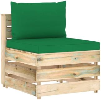 vidaXL Modulares Mittelsofa mit Kissen Grün Imprägniertes Holz 3074512