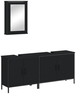 vidaXL 3-tlg. Badmöbel-Set Schwarz Holzwerkstoff 3214790