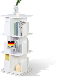 Floordirekt Bücherregal Indiana, drehbares 360° Standregal für Wohnzimmer, Büro & Schlafzimmer, 3 Etagen, 12 Fächer 1-tlg, 40 x 40 x 95 cm, sicherer Stand, einfache Montage und Ecken geeignet