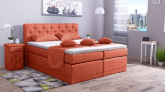 Meisterbetten Boxspringbett Babo 120x220 in WT-Terrakotta, Matratzenbezug Nano, Komfortschaum-Topper