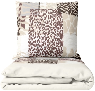 Leonado Vicenti Bettwäsche 135x200 cm flauschig warm, Fleece, 4 teilig, Tierdruck im Patchwork Stil Leopard & Zebra