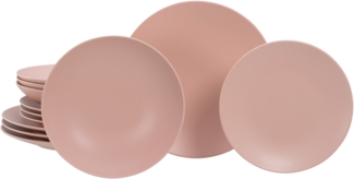 CreaTable, 21913, Serie Soft Touch Peach, 12-teiliges Geschirrset, Tafelservice aus Steinzeug, spülmaschinen- und mikrowellengeeignet, Qualitätsproduktion