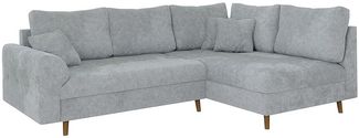 S-Style Möbel Ecksofa Kristian mit Holzfüßen im skandinavischen Stil aus Chenille-Stoff, Ottomane links oder rechts bestellbar, mit Wellenfederung