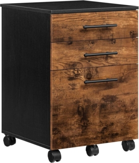 Rollcontainer Aktenschrank mit 3 Schubladen und Rollen Dunkelbraun/Schwarz
