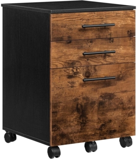 Rollcontainer Aktenschrank mit 3 Schubladen und Rollen Dunkelbraun/Schwarz
