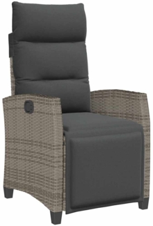vidaXL Gartensessel mit Beistelltisch Verstellbar Grau Poly Rattan 4108276
