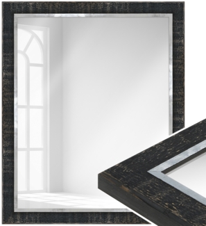 WANDStyle Wandspiegel H670 aus Massivholz in Schwarz 67 x 87 cm im Stil Vintage