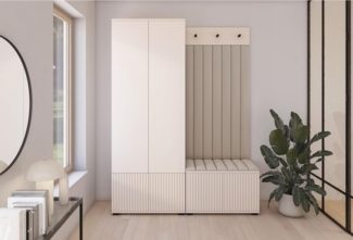 Compleo Garderoben-Set mit Sitbank, 2 Türen, Elegant design, Kaschmir