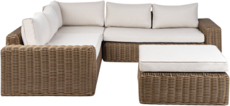 Garten Ecksofa mit Ottomane 6-Sitzer PALERMO modular Polyrattan Braun