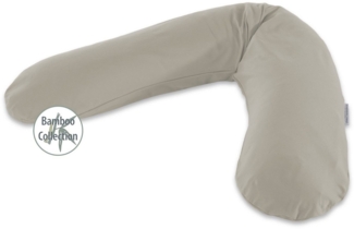 Theraline das Original Stillkissen mit Mikroperlen und Bambus-Jersey Bezug, lehmgrau