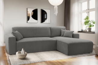 AX LIVING Catea Eckschlafsofa mit Bettkasten R – Graue Eckcouch 279 cm