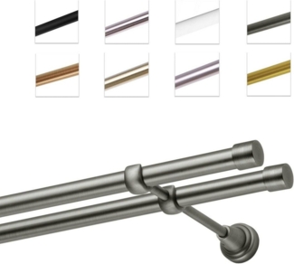 MDEKOR Gardinenstange Vorhangstange 19mm, 2-läufig, kürzbar, 2-läufig Wandmontage, 120 cm Antik Stahl